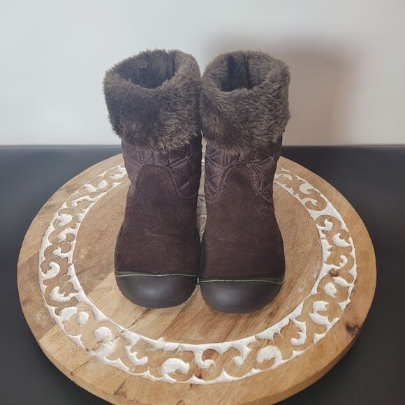 J-41 Womens Faux Fur Trim Boots Size 9 Brown Quilted Pattern Winter Footwear - Picture 4 of 11